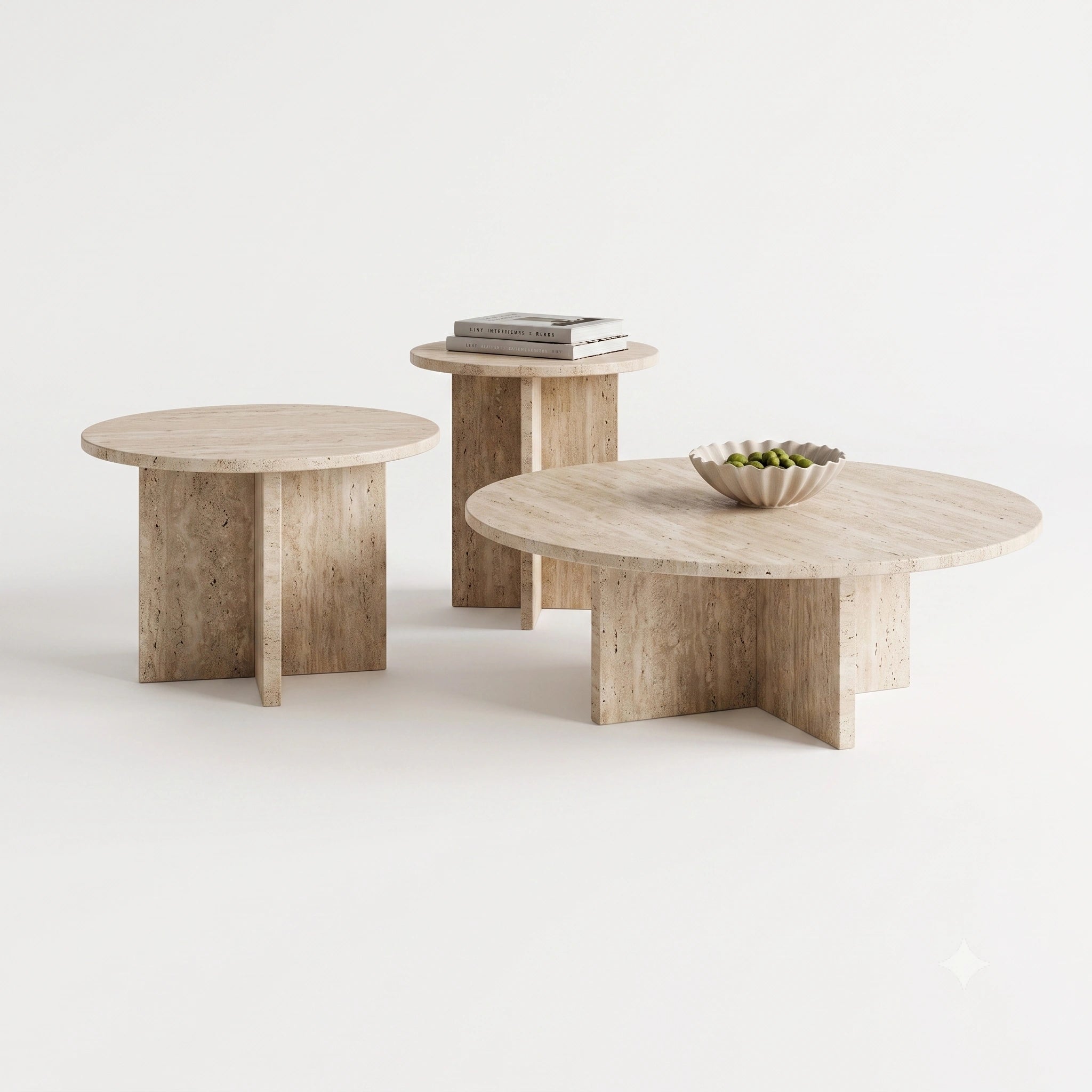 Puwabi LA391 Travertine Nesting Coffee Table Set | Hospitality Furniture MOQ 30