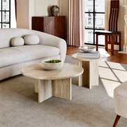 Puwabi LA391 Travertine Nesting Coffee Table Set | Hospitality Furniture MOQ 30