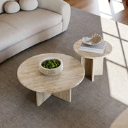 Puwabi LA391 Travertine Nesting Coffee Table Set | Hospitality Furniture MOQ 30