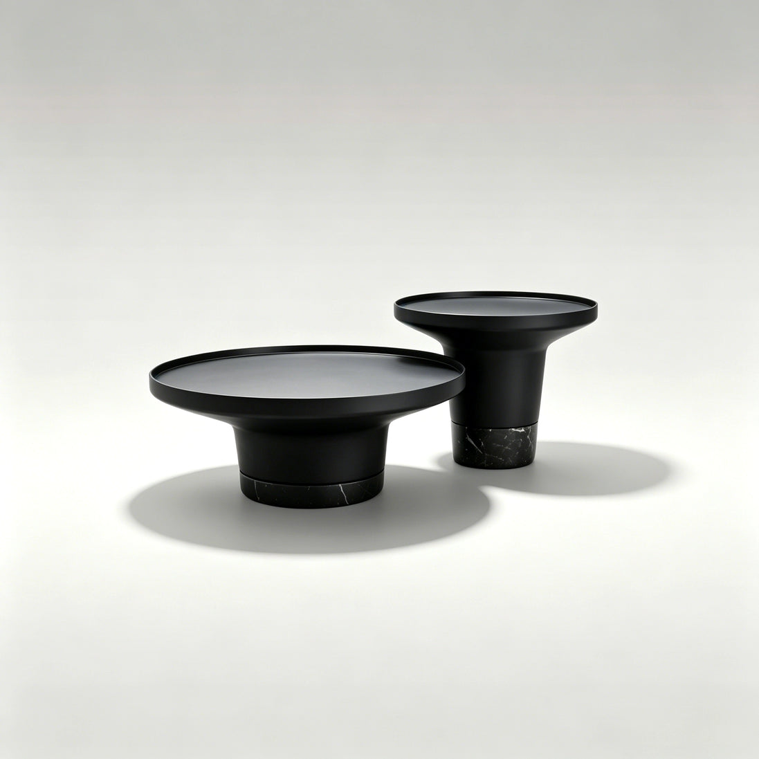 Puwabi LA503 Carbon Steel & Marble Nesting Table Set (2-Piece) | Hospitality Furniture MOQ 30