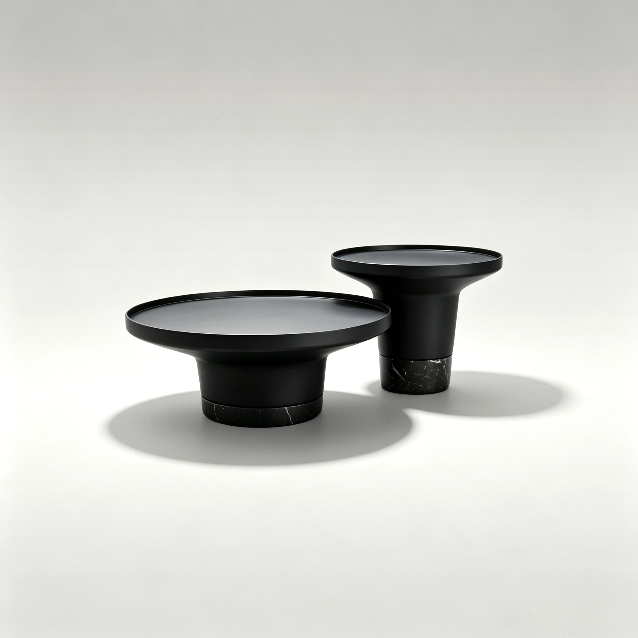 Puwabi LA503 Carbon Steel & Marble Nesting Table Set (2-Piece) | Hospitality Furniture MOQ 30