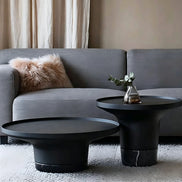 Puwabi LA503 Carbon Steel & Marble Nesting Table Set (2-Piece) | Hospitality Furniture MOQ 30