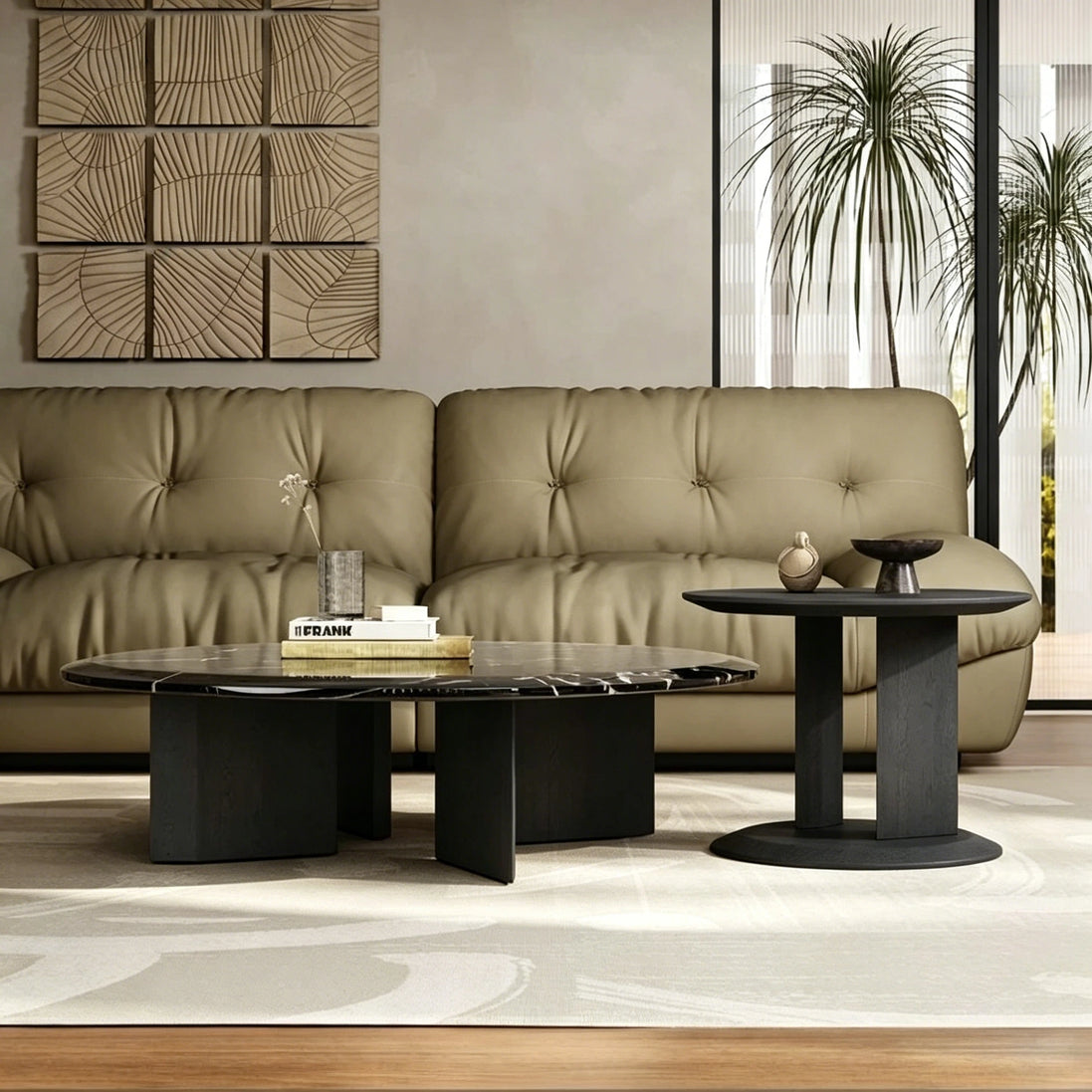 Puwabi LA573 Natural Lauren Gold Stone Coffee Table | Hospitality Furniture MOQ 30