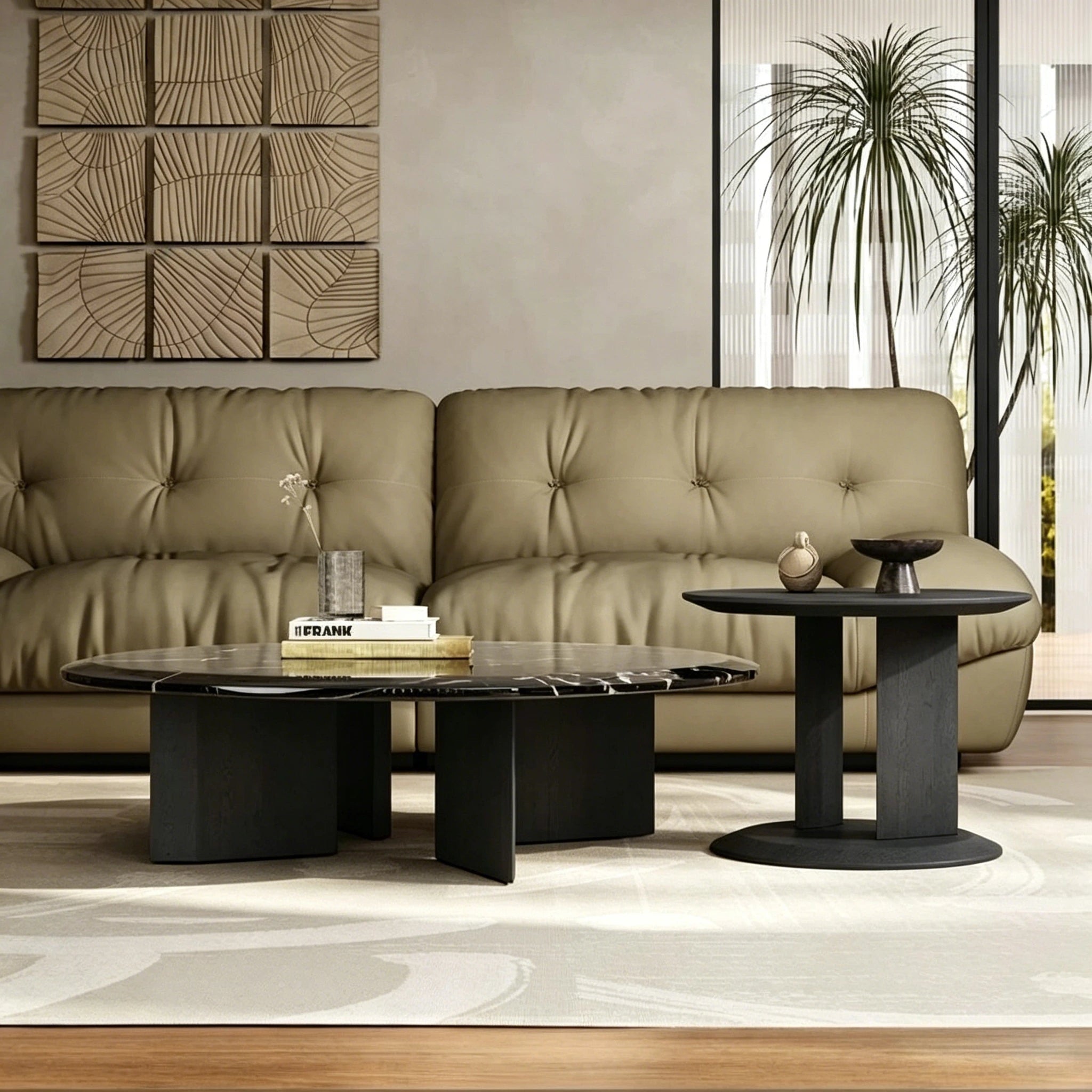 Puwabi LA573 Natural Lauren Gold Stone Coffee Table | Hospitality Furniture MOQ 30