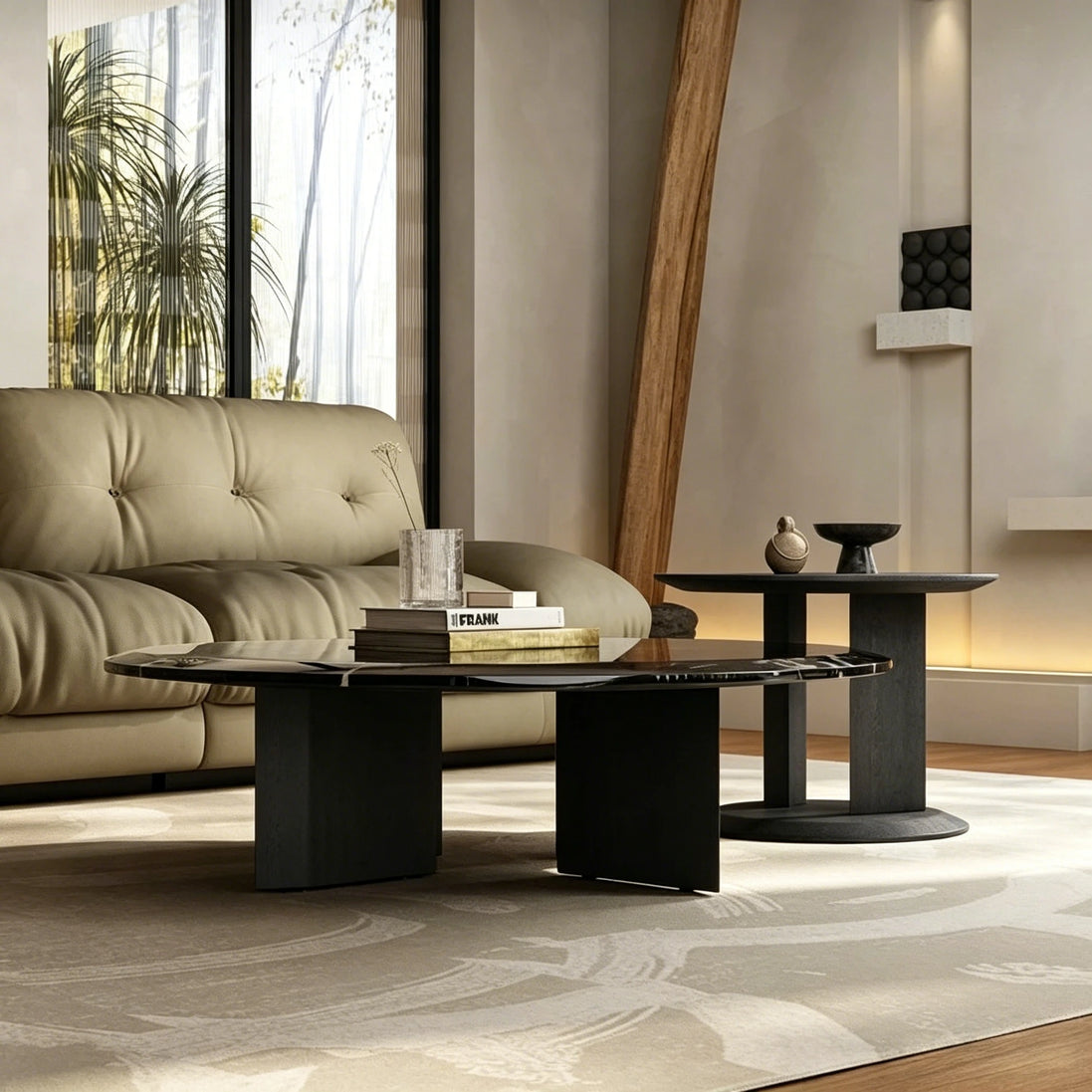 Puwabi LA573 Natural Lauren Gold Stone Coffee Table | Hospitality Furniture MOQ 30