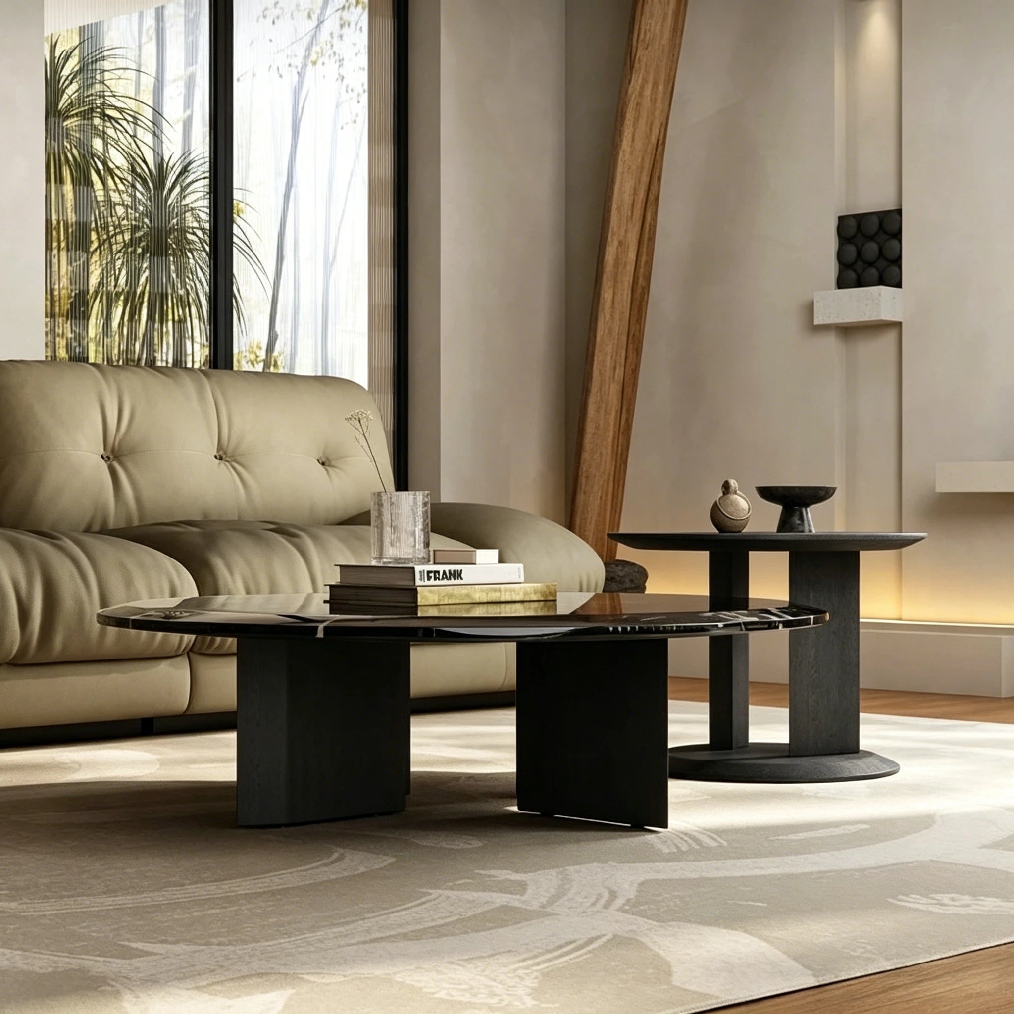 Puwabi LA573 Natural Lauren Gold Stone Coffee Table | Hospitality Furniture MOQ 30