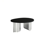 Puwabi LA712 Polished Stainless Steel & Black Wood Coffee Table Set | Hospitality Furniture MOQ 30