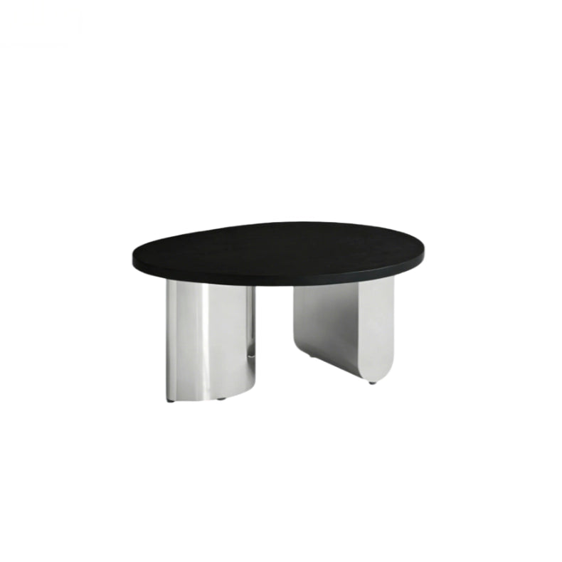 Puwabi LA712 Polished Stainless Steel & Black Wood Coffee Table Set | Hospitality Furniture MOQ 30