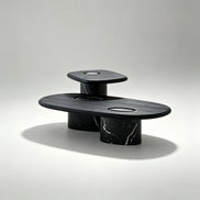 Puwabi LA721 Nero Marquina Marble & Ash Wood Coffee Table Set | Hospitality Furniture MOQ 30