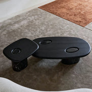 Puwabi LA721 Nero Marquina Marble & Ash Wood Coffee Table Set | Hospitality Furniture MOQ 30