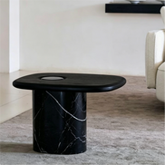 Puwabi LA721 Nero Marquina Marble & Ash Wood Coffee Table Set | Hospitality Furniture MOQ 30