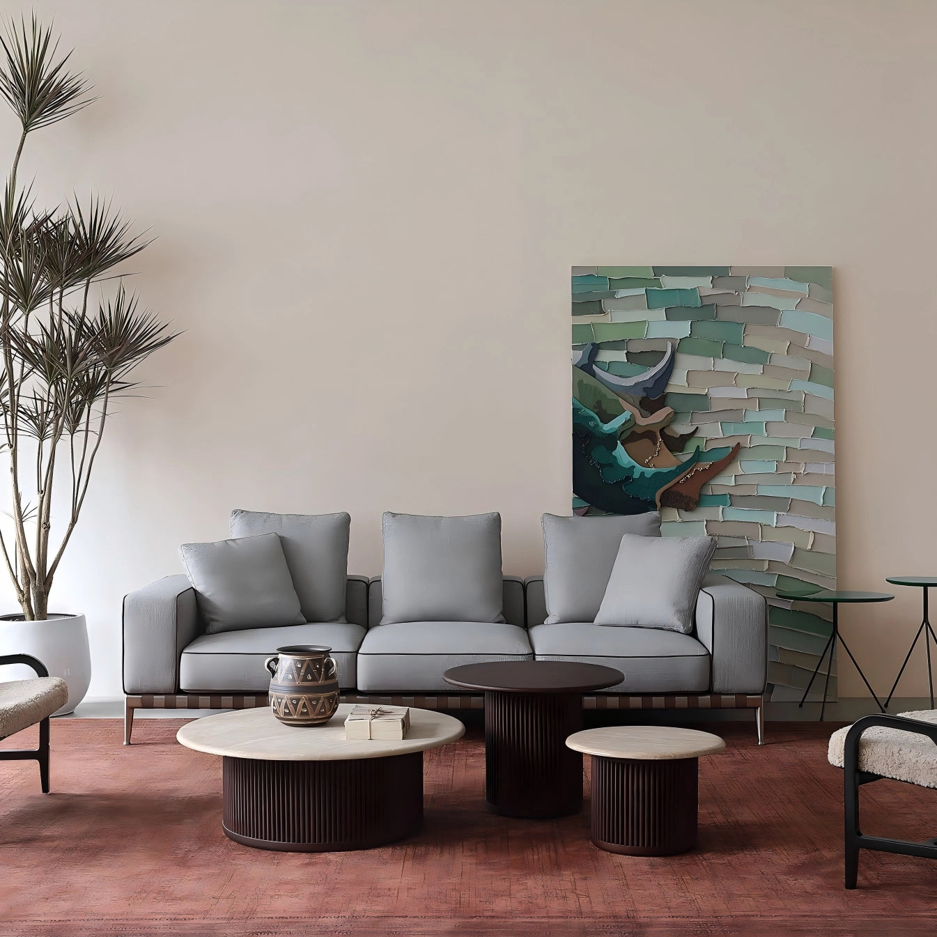 Puwabi LA726 Staggered Ash and Marble Coffee Table Set | Contract Furniture MOQ 30