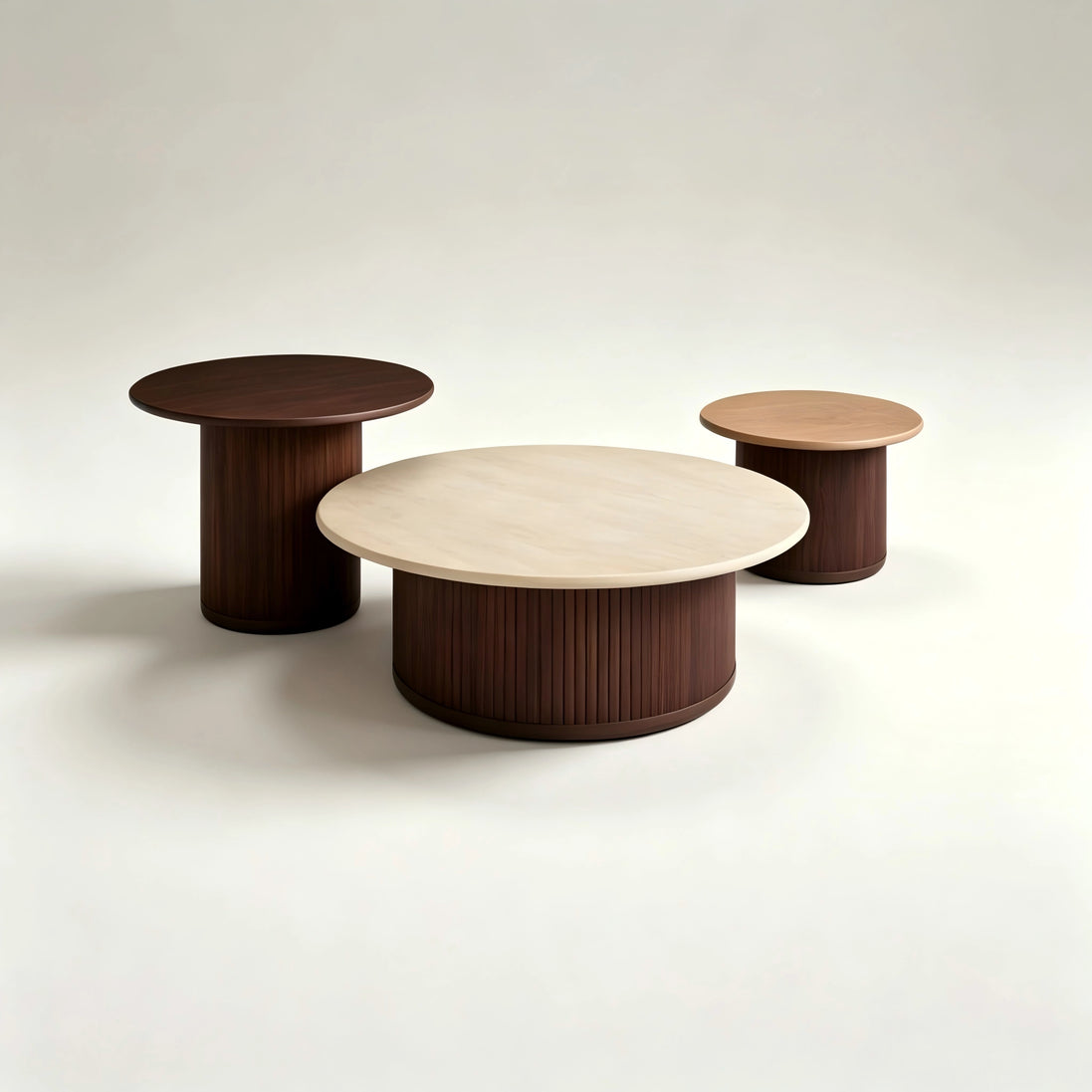 Puwabi LA726 Staggered Ash and Marble Coffee Table Set | Contract Furniture MOQ 30