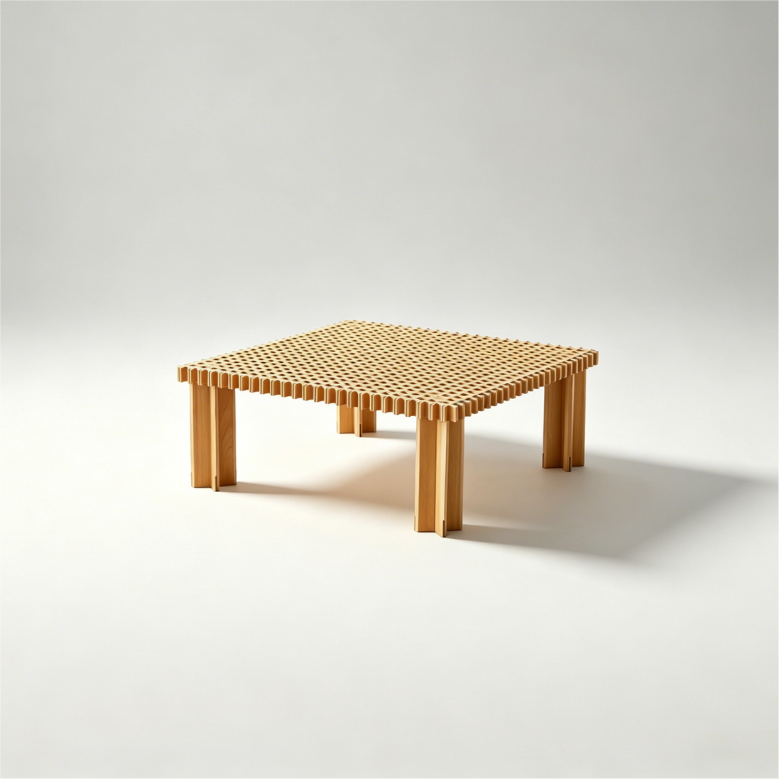Puwabi LA734 Waffle Grid Wood Coffee Table | Hospitality Furniture MOQ 30