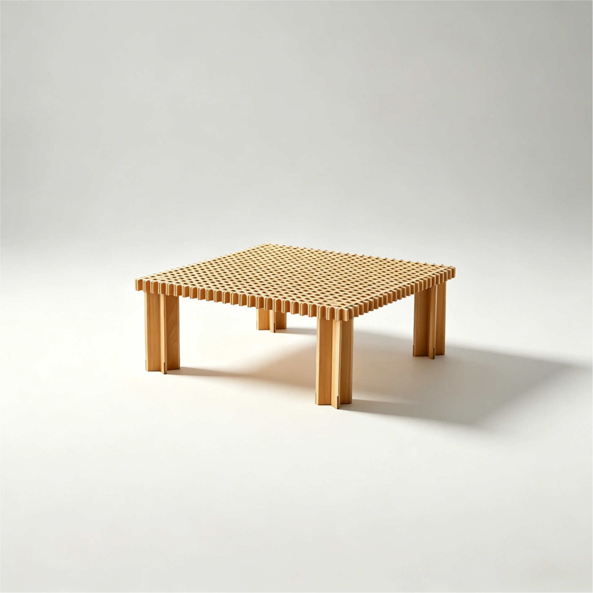 Puwabi LA734 Waffle Grid Wood Coffee Table | Hospitality Furniture MOQ 30