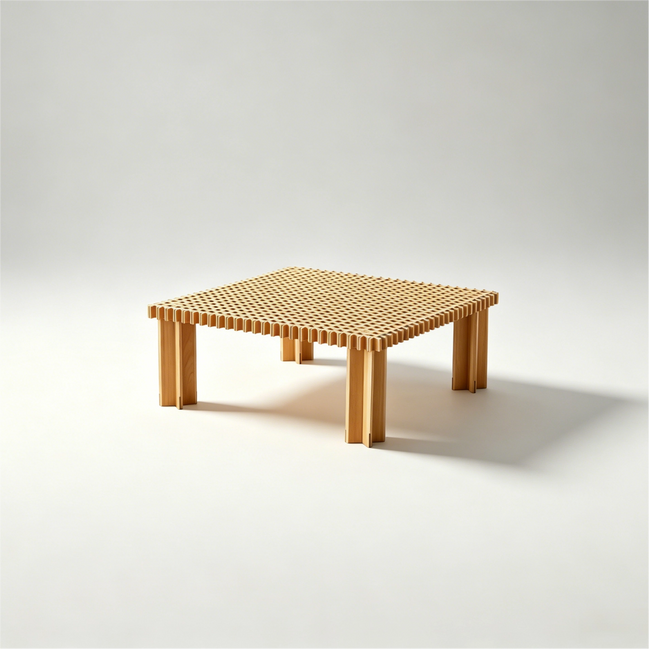 Puwabi LA734 Waffle Grid Wood Coffee Table | Hospitality Furniture MOQ 30