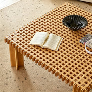 Puwabi LA734 Waffle Grid Wood Coffee Table | Hospitality Furniture MOQ 30