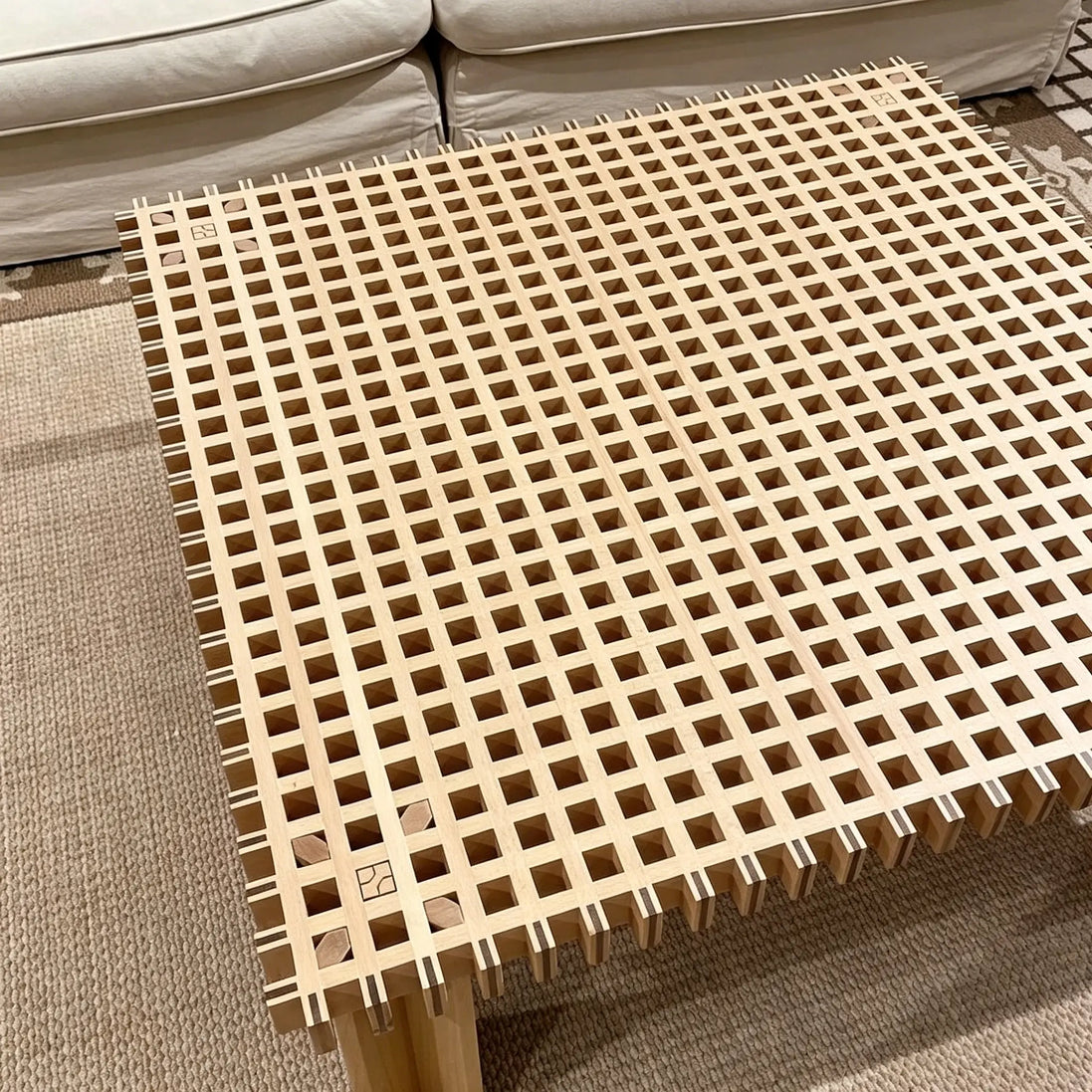 Puwabi LA734 Waffle Grid Wood Coffee Table | Hospitality Furniture MOQ 30