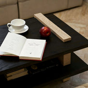 Puwabi LA743 Travertine & Black Ash Coffee Table | Contract Hospitality Furniture MOQ 30