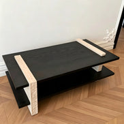 Puwabi LA743 Travertine & Black Ash Coffee Table | Contract Hospitality Furniture MOQ 30