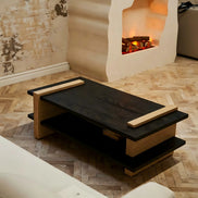 Puwabi LA743 Travertine & Black Ash Coffee Table | Contract Hospitality Furniture MOQ 30