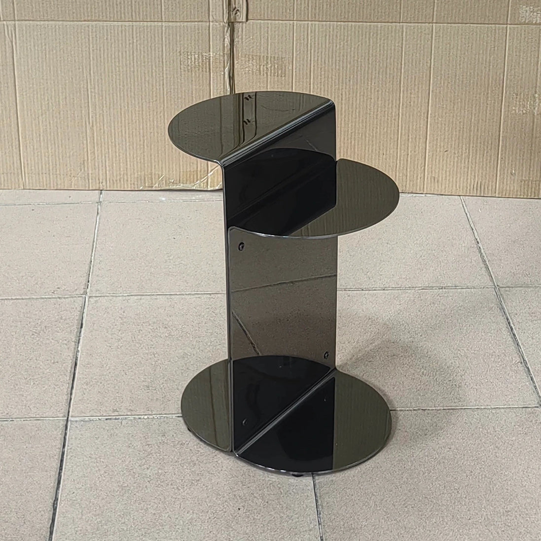 Puwabi LC341 Polished Stainless Steel Folded Side Table | Contract Hospitality Furniture MOQ 30