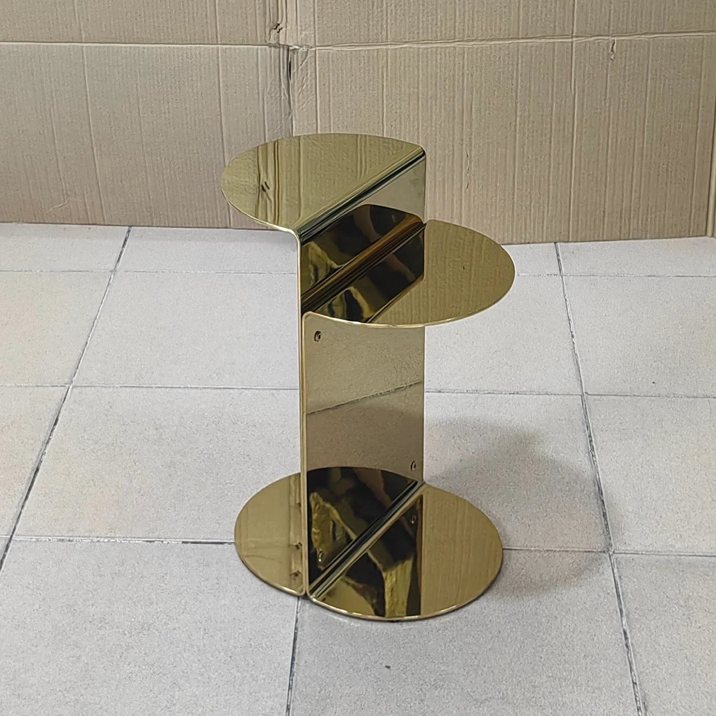 Puwabi LC341 Polished Stainless Steel Folded Side Table | Contract Hospitality Furniture MOQ 30