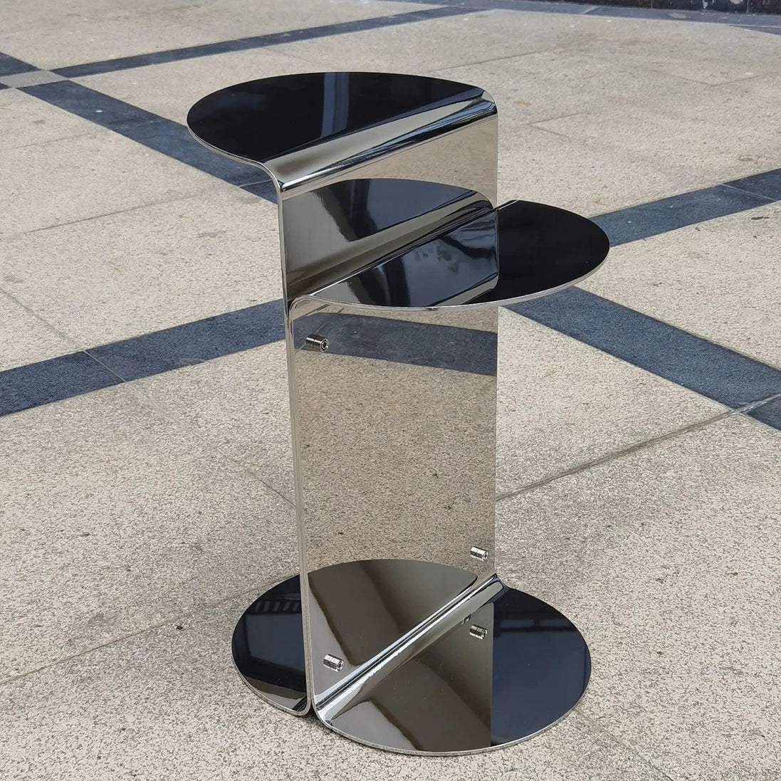 Puwabi LC341 Polished Stainless Steel Folded Side Table | Contract Hospitality Furniture MOQ 30