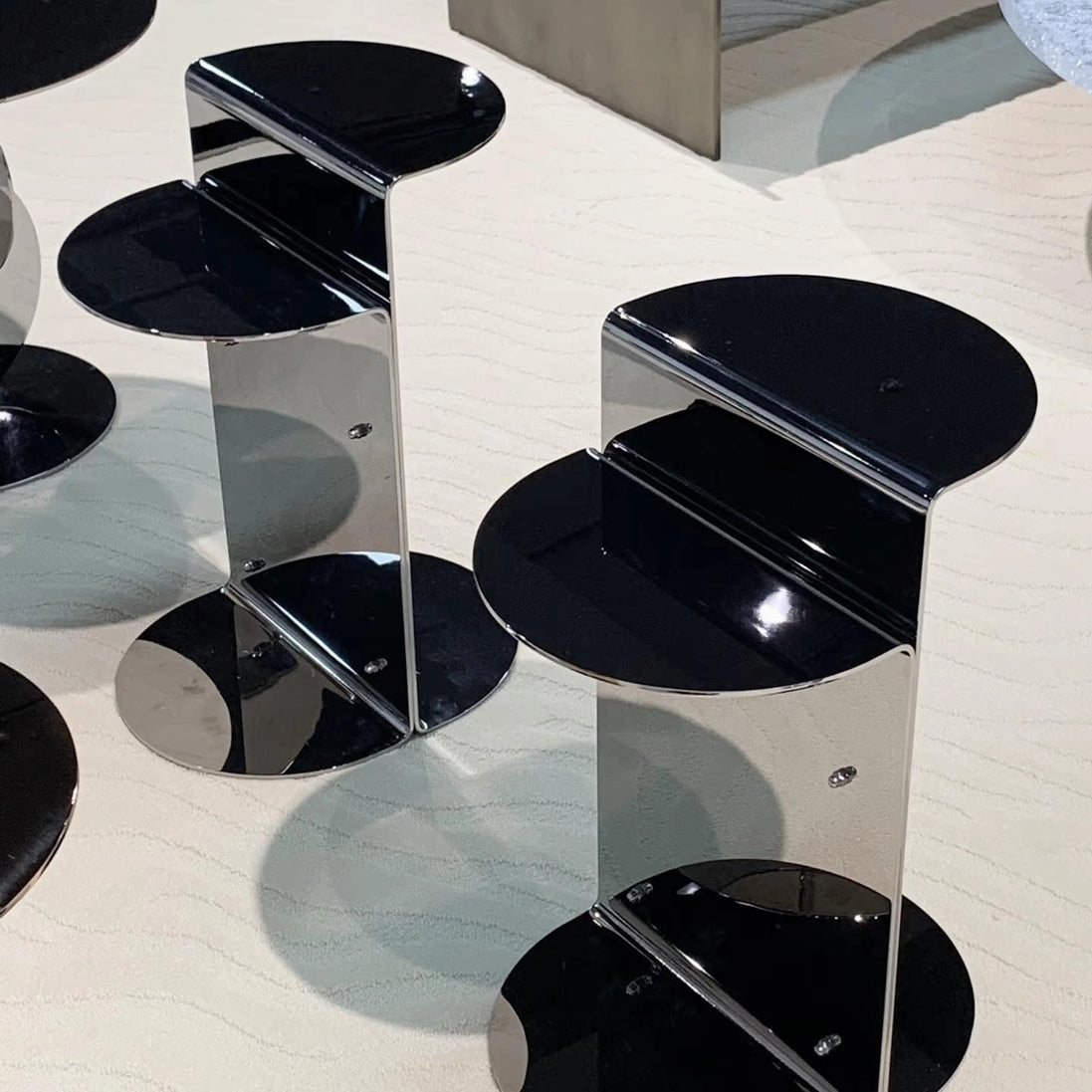 Puwabi LC341 Polished Stainless Steel Folded Side Table | Contract Hospitality Furniture MOQ 30