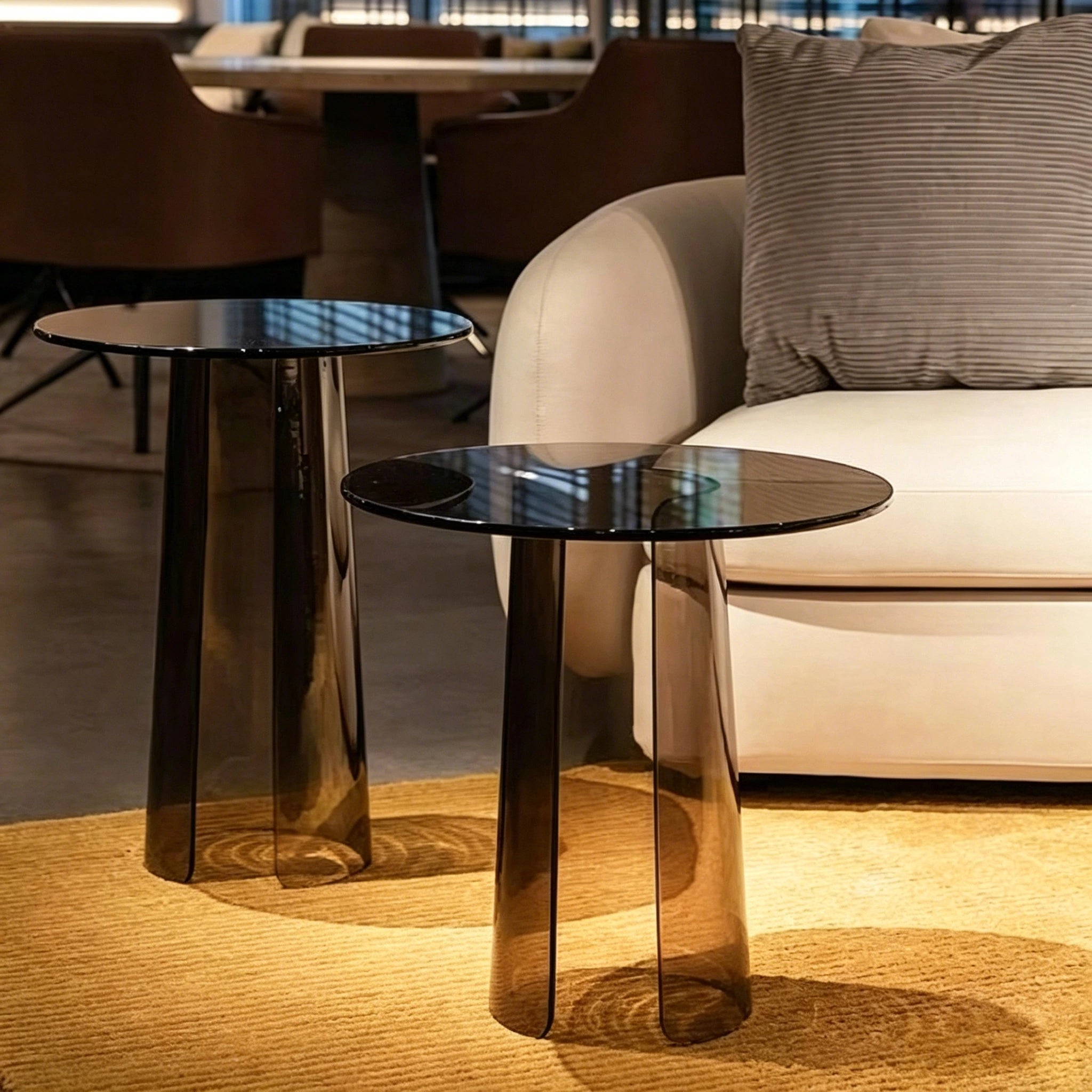 Puwabi LC361 Sculptural Tinted Acrylic Side Table Set | Contract Hospitality Furniture MOQ 30 Sets