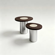 Puwabi LC709 Staggered Stainless Steel & Wood Oval Side Table Set | Contract Furniture MOQ 30