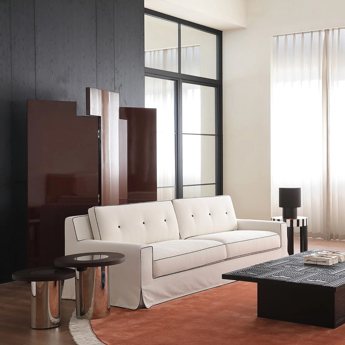 Puwabi LC709 Staggered Stainless Steel & Wood Oval Side Table Set | Contract Furniture MOQ 30