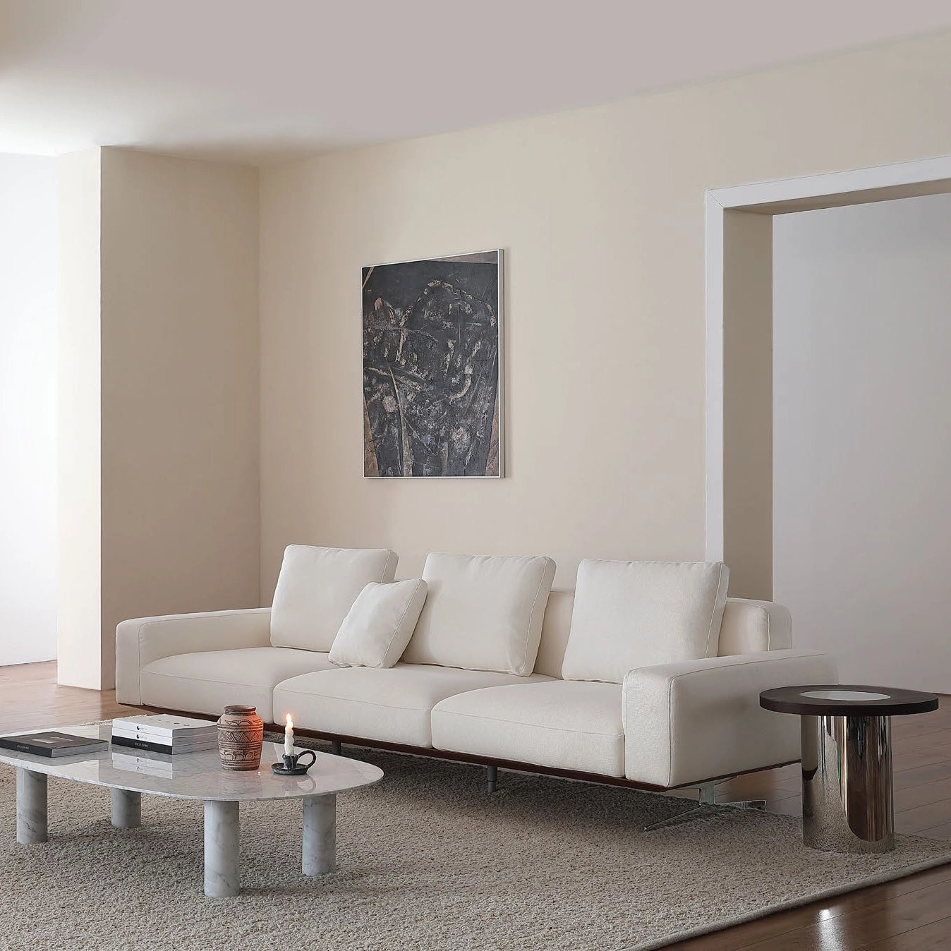 Puwabi LC709 Staggered Stainless Steel & Wood Oval Side Table Set | Contract Furniture MOQ 30
