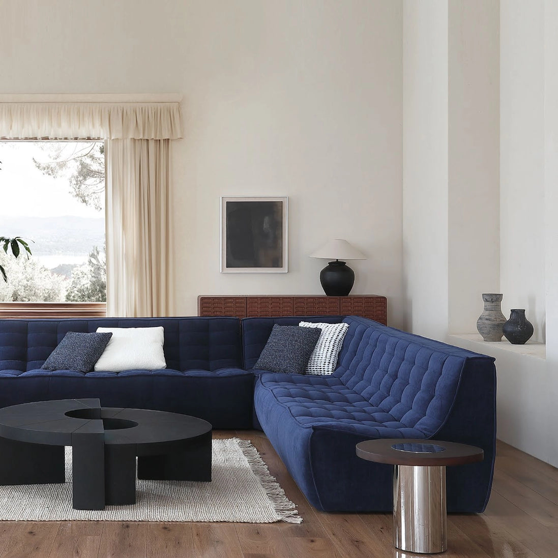 Puwabi LC709 Staggered Stainless Steel & Wood Oval Side Table Set | Contract Furniture MOQ 30