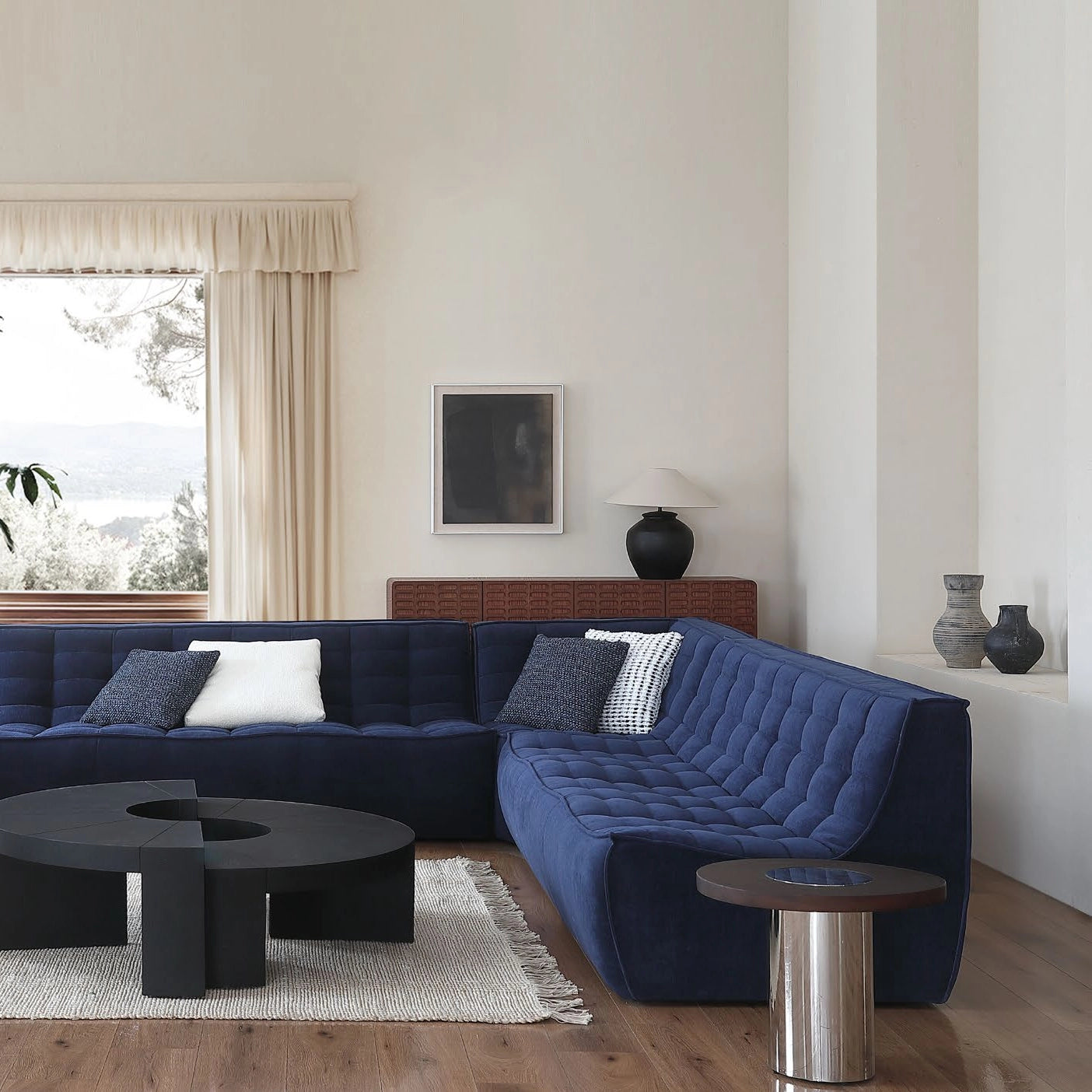 Puwabi LC709 Staggered Stainless Steel & Wood Oval Side Table Set | Contract Furniture MOQ 30