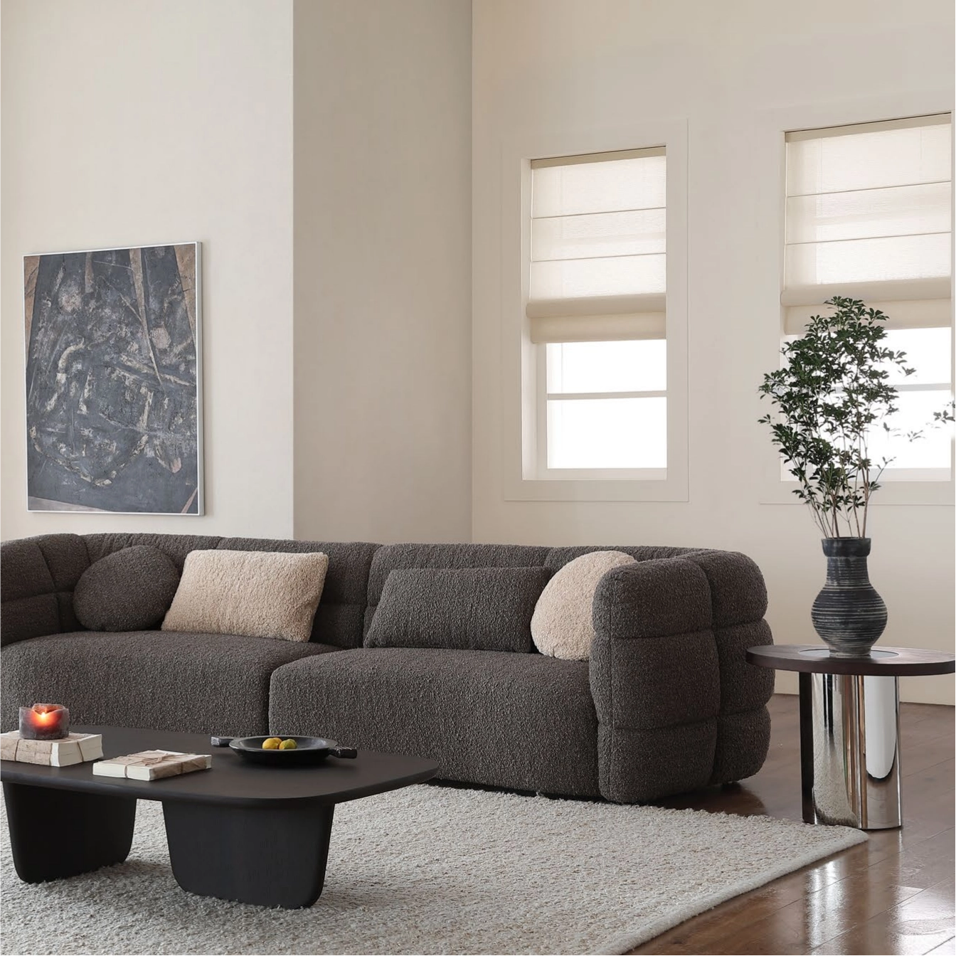 Puwabi LC709 Staggered Stainless Steel & Wood Oval Side Table Set | Contract Furniture MOQ 30