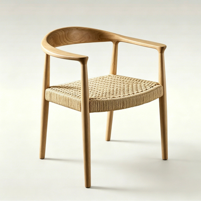 Puwabi SM078 Presidential Woven Cord Solid Ash Wood Dining Chair | Contract Furniture MOQ 50