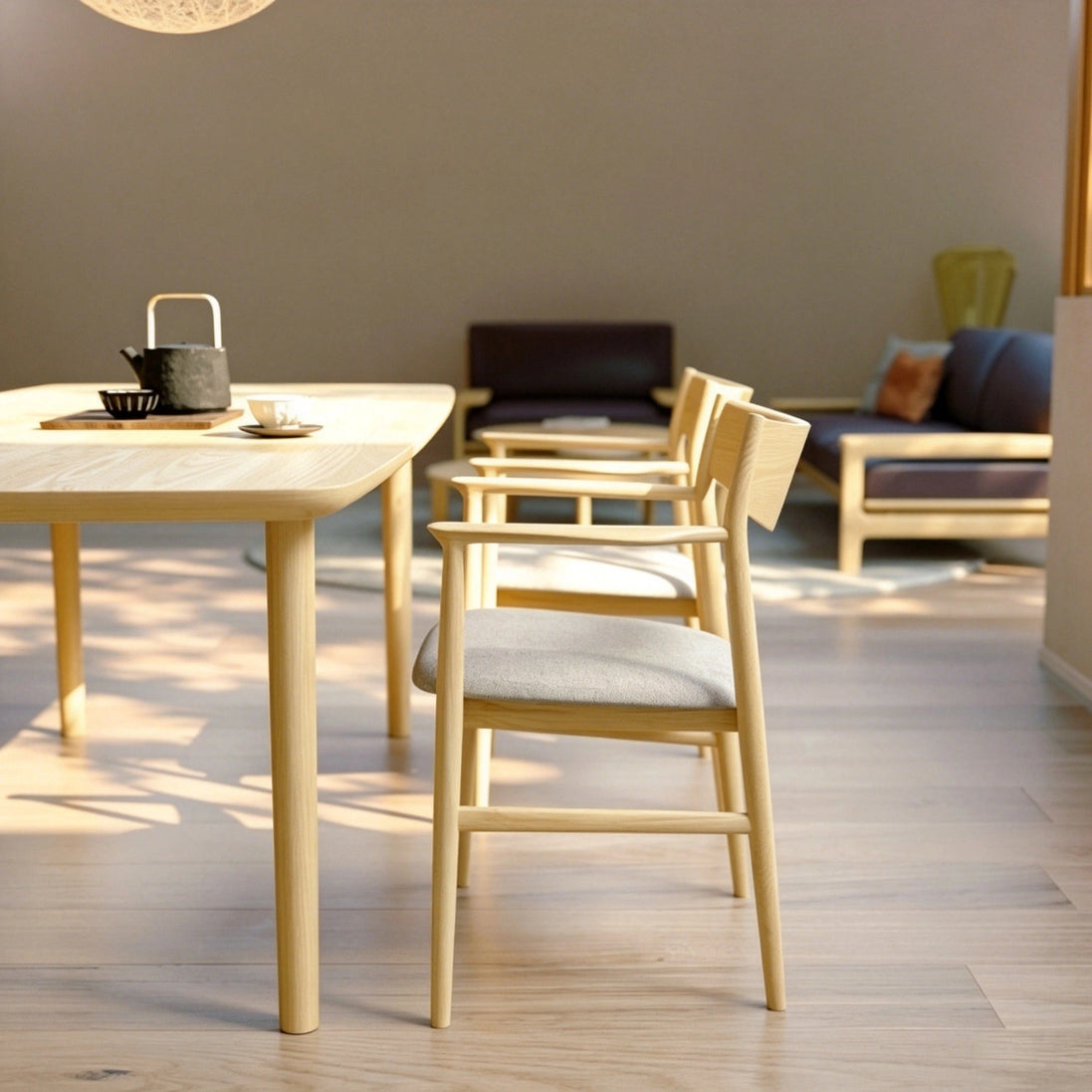Puwabi SM202 Minimalist Curved Back Ash Wood Dining Chair | Contract Furniture MOQ 50