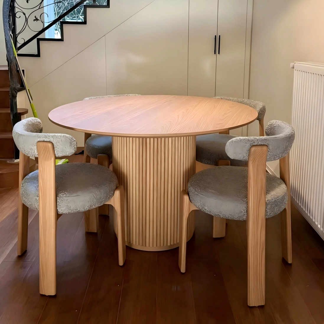 Puwabi T741 FAS Ash Fluted Pedestal Contract Dining Table | Contract MOQ 2