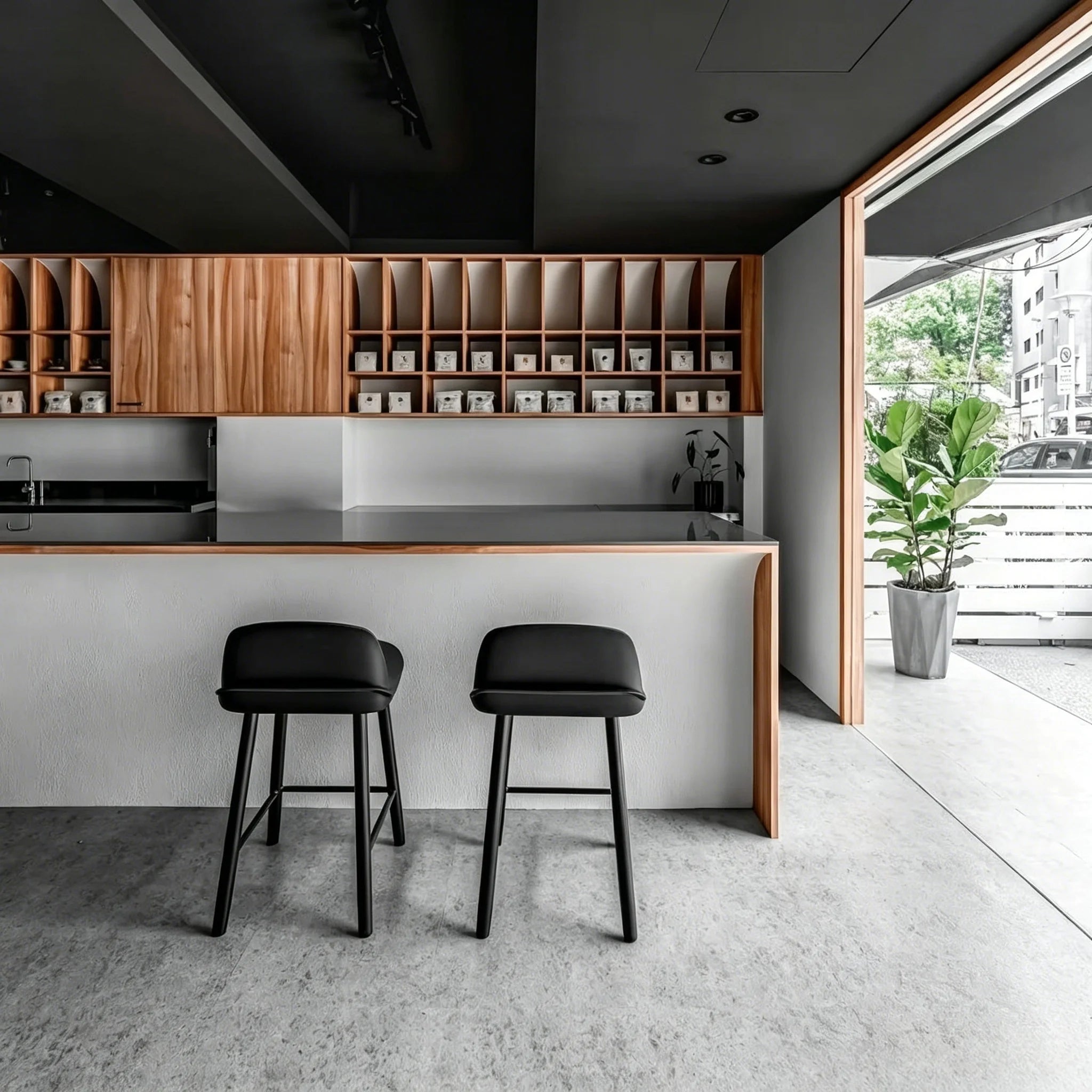 Puwabi X5078 Solid Ash Minimalist Contract Bar Stool | Contract MOQ 50