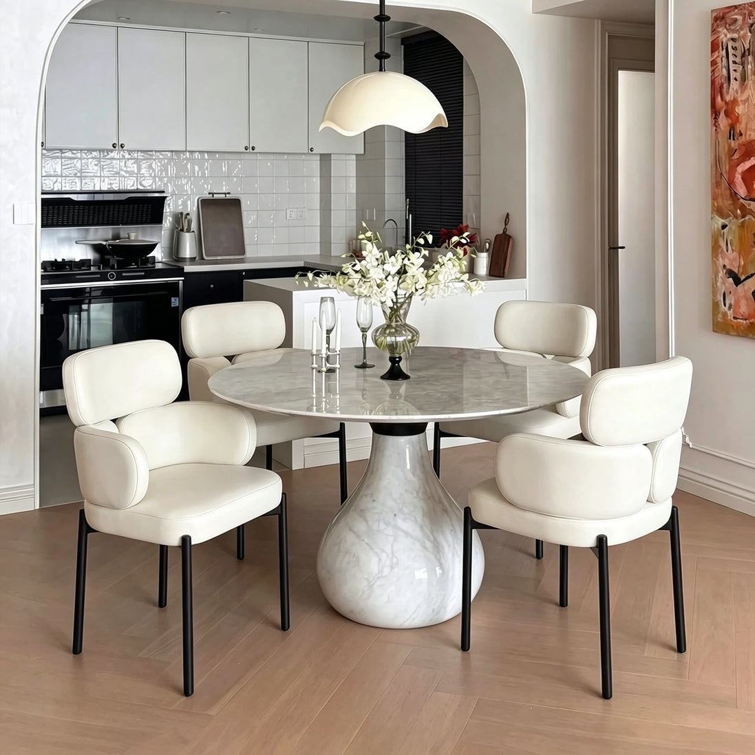 Puwabi X6124 Segmented Upholstered Metal Contract Dining Armchair | Contract MOQ 50