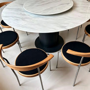 Puwabi X6237 Minimalist Floating Crescent Metal Dining Chair | Contract Furniture MOQ 50