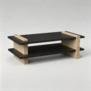 Puwabi LA743 Travertine & Black Ash Coffee Table | Contract Hospitality Furniture MOQ 30