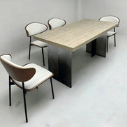 Puwabi KY-005 curved back upholstered dining chairs with wooden legs, set of four, stylish and comfortable for dining rooms.