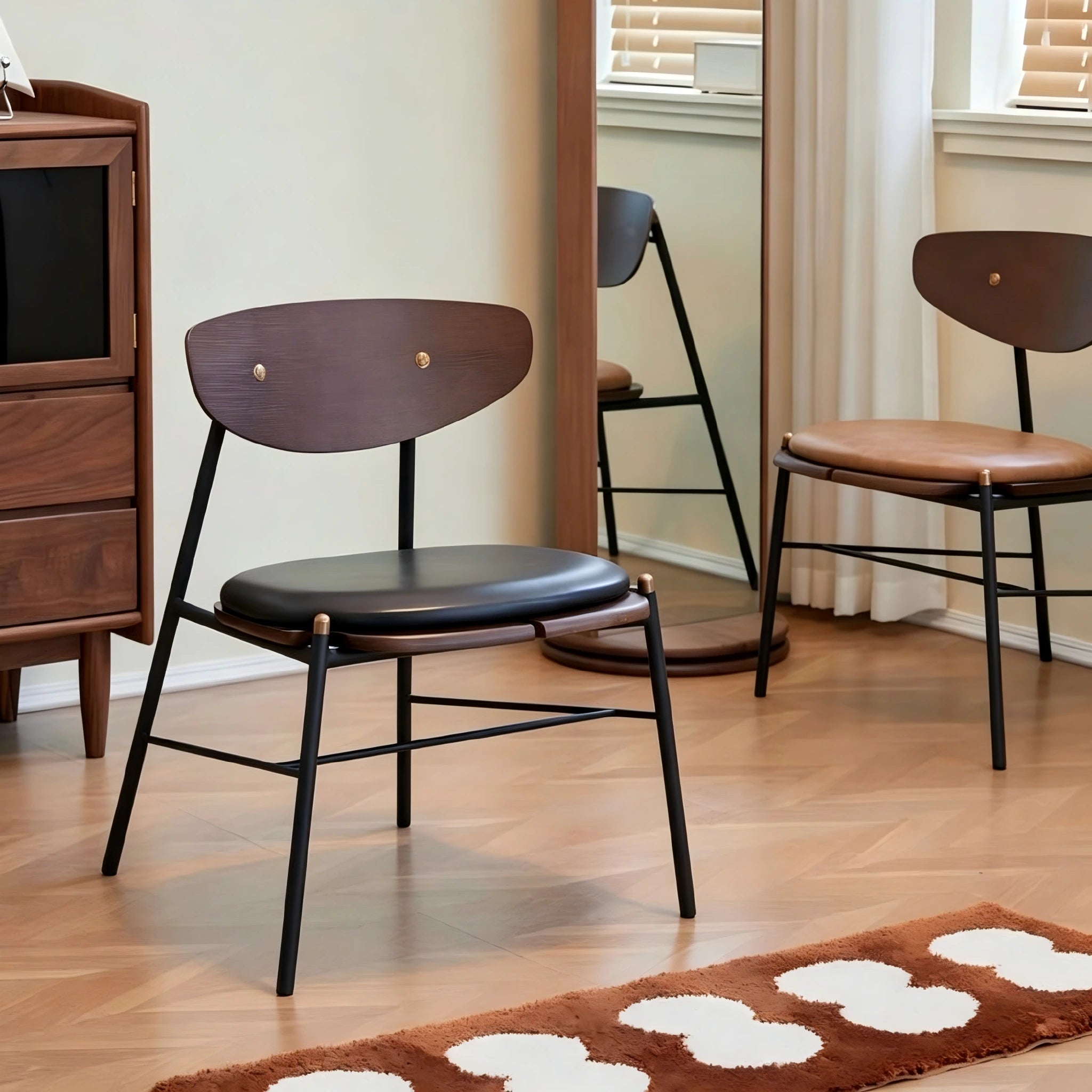 Puwabi X3041 Compass-Leg Contract Dining Chair with wooden legs and upholstered seat, modern design for dining rooms.