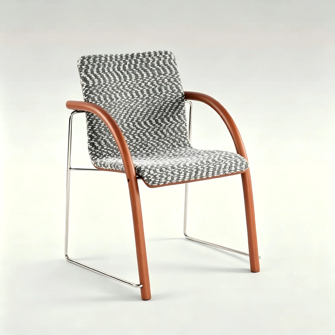 Puwabi X6209 solid ash and stainless steel dining armchair, modern design with wooden seat and metal frame for contract dining use.