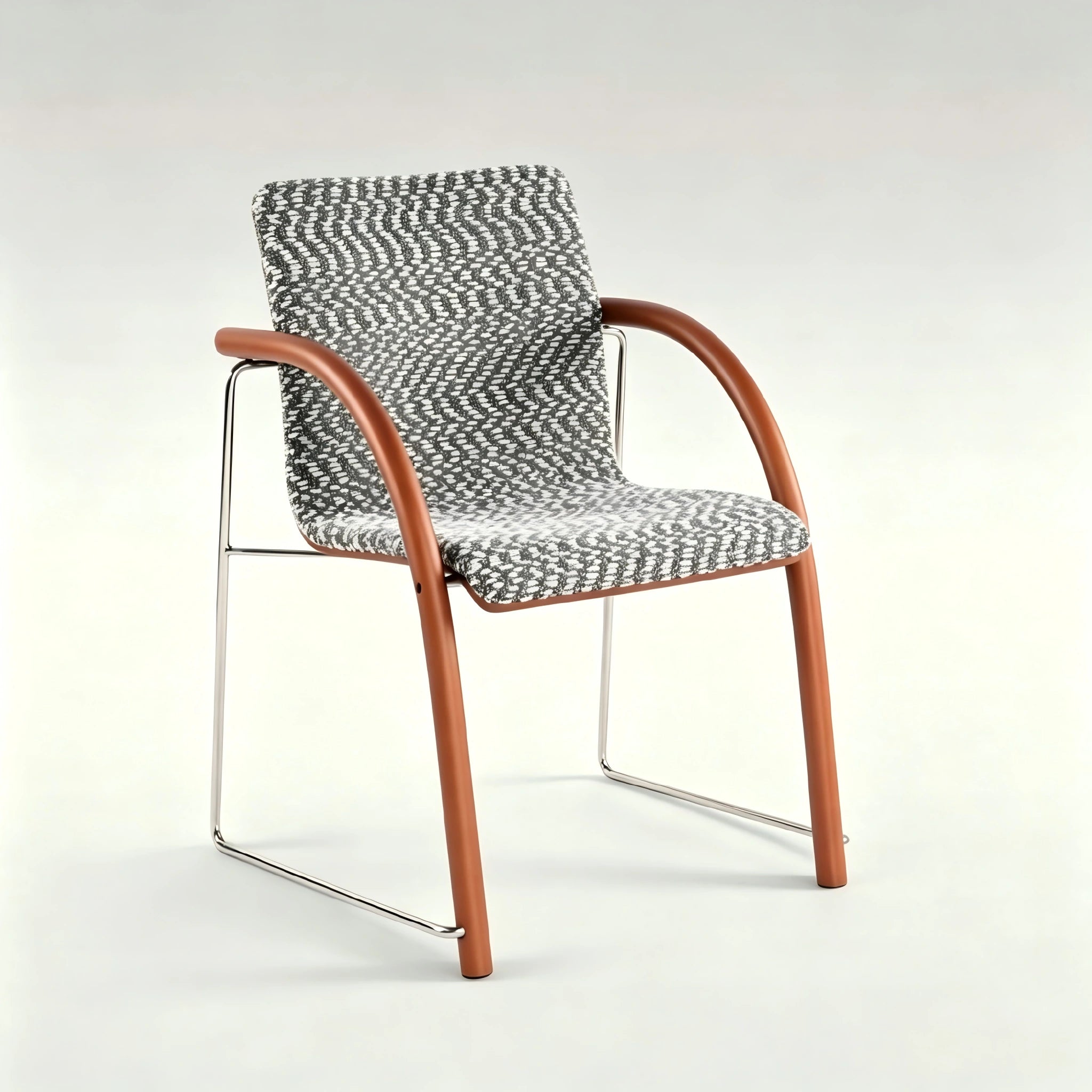 Puwabi X6209 solid ash and stainless steel dining armchair, modern design with wooden seat and metal frame for contract dining use.