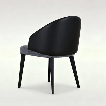 Puwabi X3047 mixed-material barrel contract dining chair with wooden legs and upholstered seat, modern design for commercial spaces