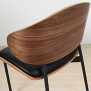 Puwabi Walnut Bentwood Contract Dining Chair with sleek curved design and wooden finish, ideal for modern dining spaces.