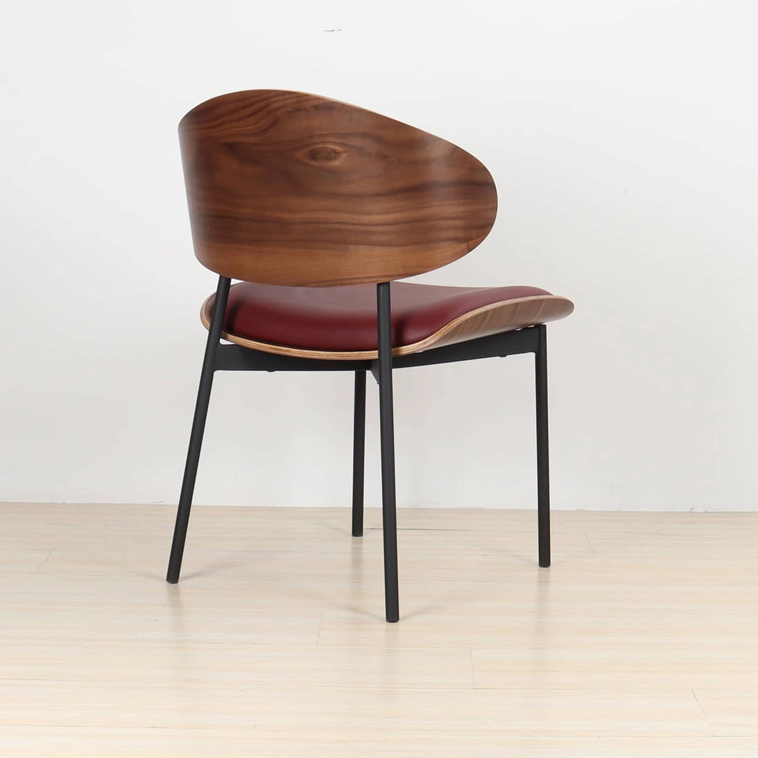 Walnut Bentwood Contract Dining Chair by Puwabi, model X6202, showcasing sleek curved design and sturdy construction.